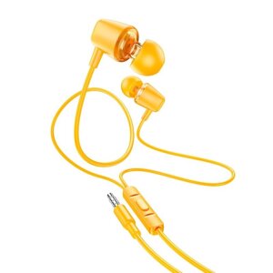 Навушники стерео з мікрофоном HOCO M107 Discoverer universal earphones with mic жовті