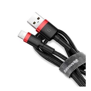 Кабель USB — Lightning Baseus Cafule Cable 2 m CALKLF-C19 чорно-червоний