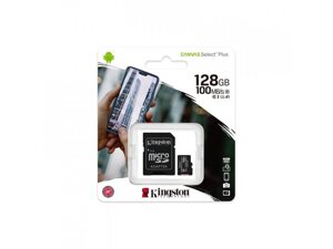 Карта пам'яті Kingston microSDXC Canvas Select Plus 128GB Class 10 UHS-I A1 R-100MB/s +SD-адаптер