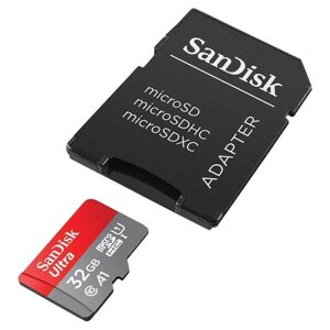 Картка пам'яті швидкісна SanDisk Ultra microSDHC 32 GB Class 10 A1 120 Мб/с з адаптером