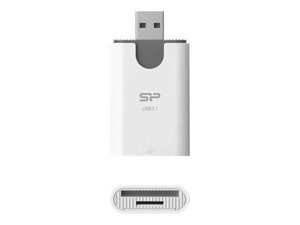 Кардридер — Зчитувач карт пам'яті micro + SD — USB 3.2 SILICON POWER combo білий