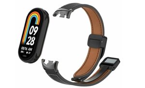 Змінний ремінець — шкіряний браслет для Xiaomi Band 8 чорний