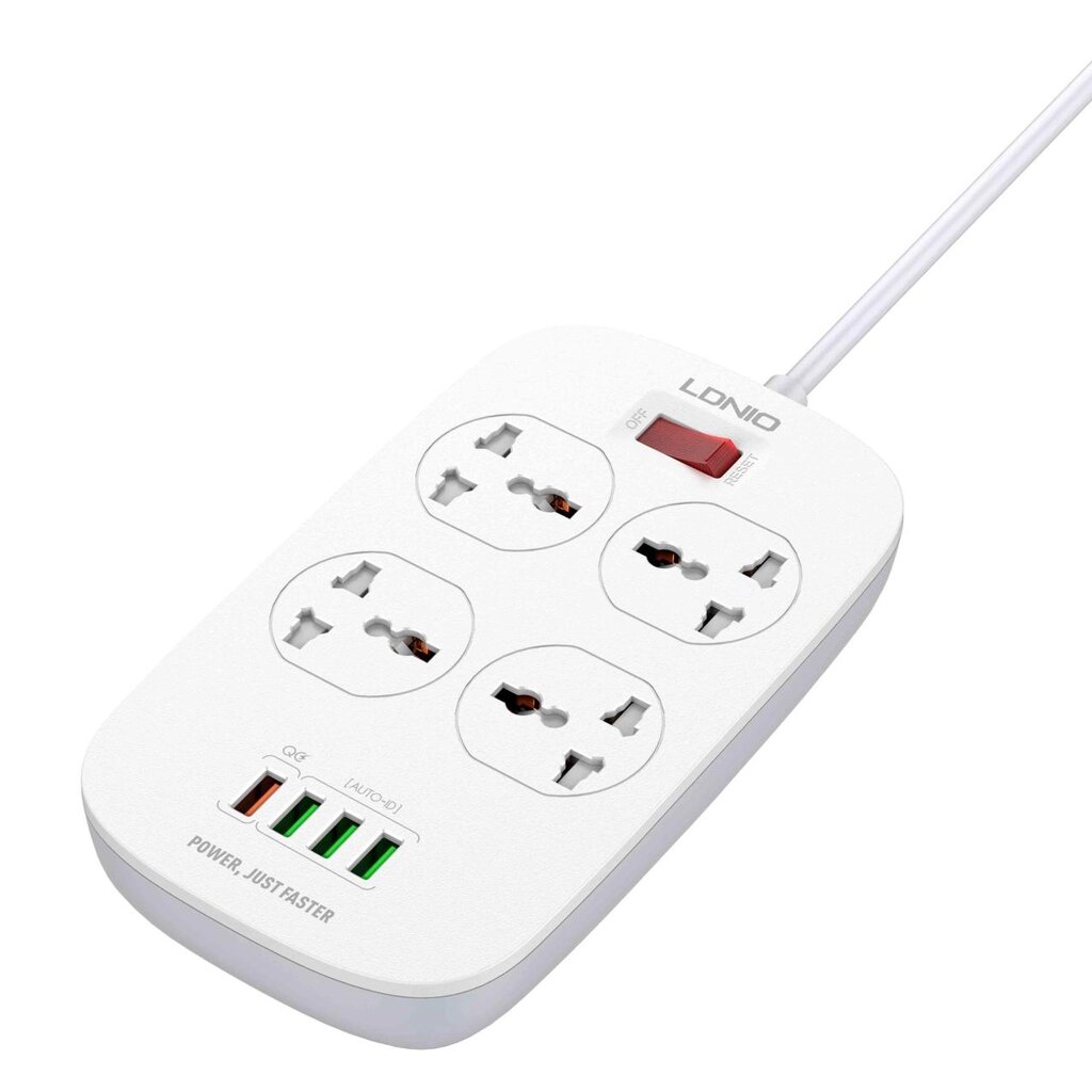 Подовжувач мережевий Ldnio SC4407 2 метри 4 USB  4 Sockets зі швидкою зарядкою від компанії da1 - фото 1