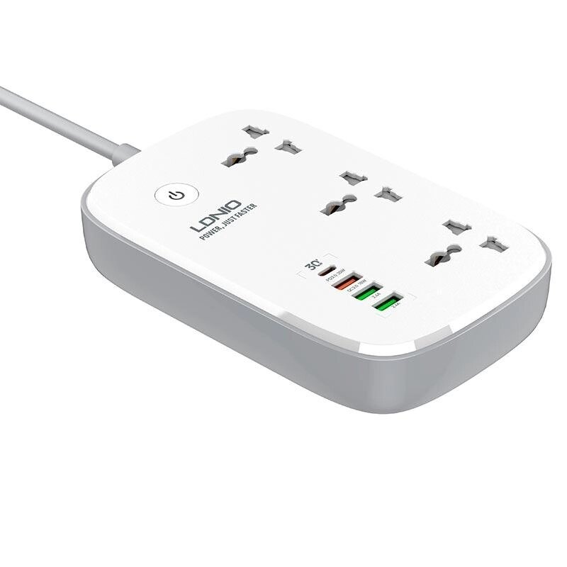 Подовжувач мережевий Ldnio з Wi-Fi SCW3451  3USB/1Type-C, 3Sockets. QC/PD, 30W/10A, 2m  EU Plug| від компанії da1 - фото 1