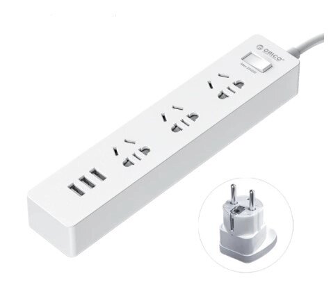 Подовжувач Power Strip Orico XCS-3A3U 3 розетки та 3 спідниці 1.5 метра від компанії da1 - фото 1