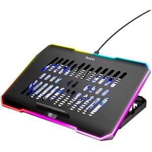 Підставка — охолоджувальний кулер для ноутбука HOCO DH19 Cool RGB notebook cooling stand чорна