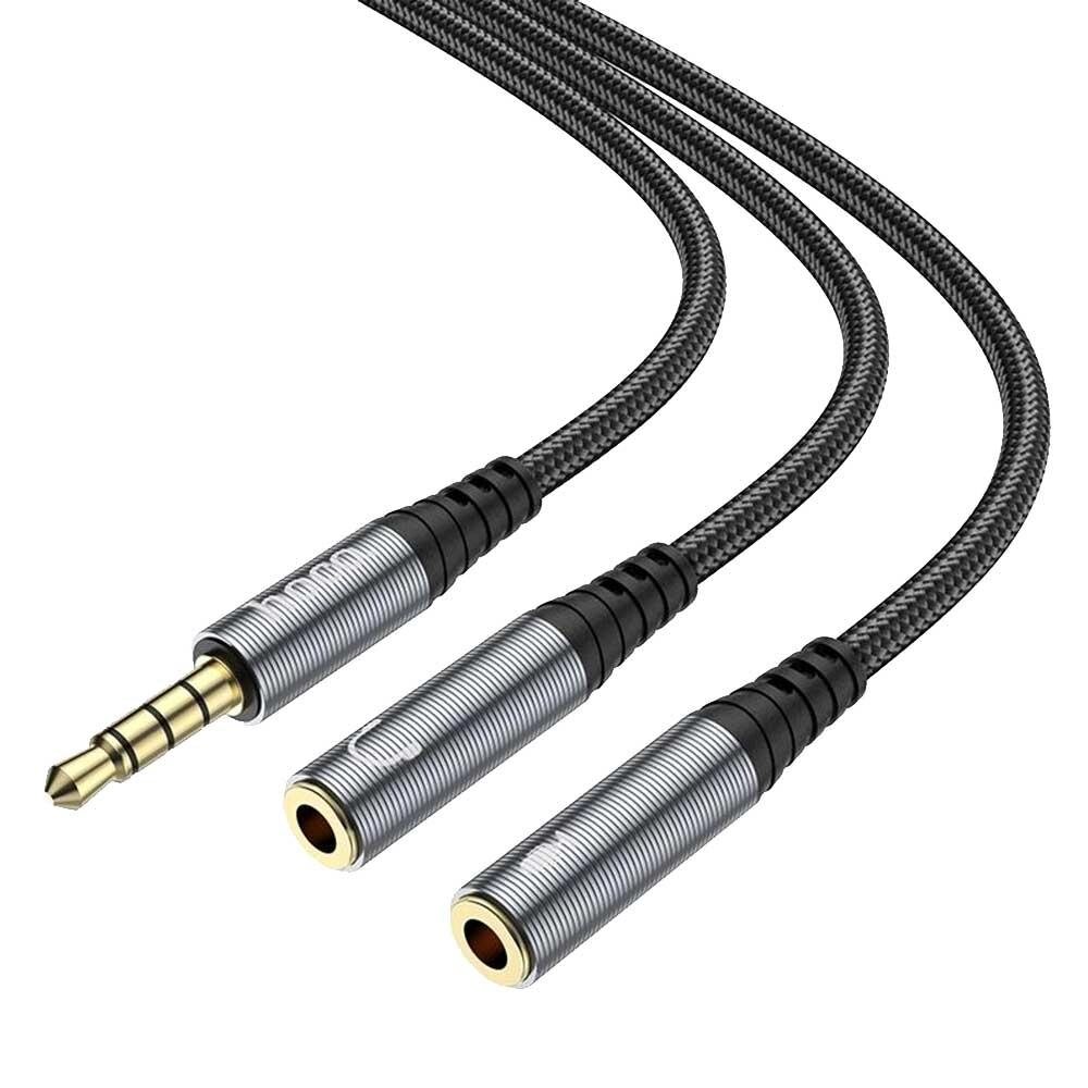 Подвійник розгалужувач Hoco UPA21 2-in-1 3.5 audio adapter cable (male to 2*female) від компанії da1 - фото 1