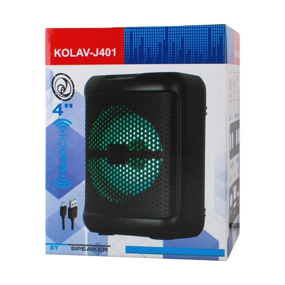 Портативна колонка KOLAV-J401 акустика 4" USB TF FM Bluetooth TWS 3.7V 800mA від компанії da1 - фото 1