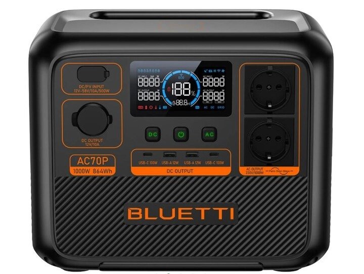 Портативна зарядна станція BLUETTI AC70P 1000W 864Wh EU (євро розетки) від компанії da1 - фото 1