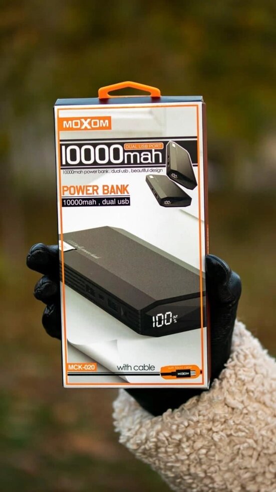 Портативний акумулятор MOXOM MCK-020 PowerBank 10000 мач з екраном від компанії da1 - фото 1