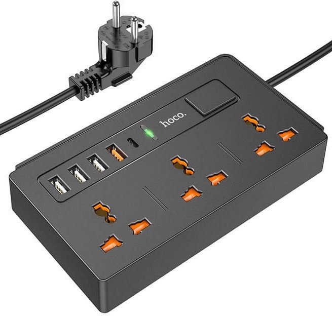 Роздільник мережі HOCO DC15 3 розетки 4 спідниці two-in-one multi-socket extension charger від компанії da1 - фото 1