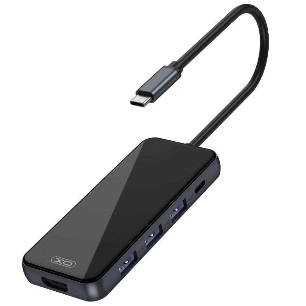 Розгалужувач конвертер хаб XO HUB002 USB-C Multifunction Adapter 5 in 1 HDMI + USB * 3 + PD від компанії da1 - фото 1