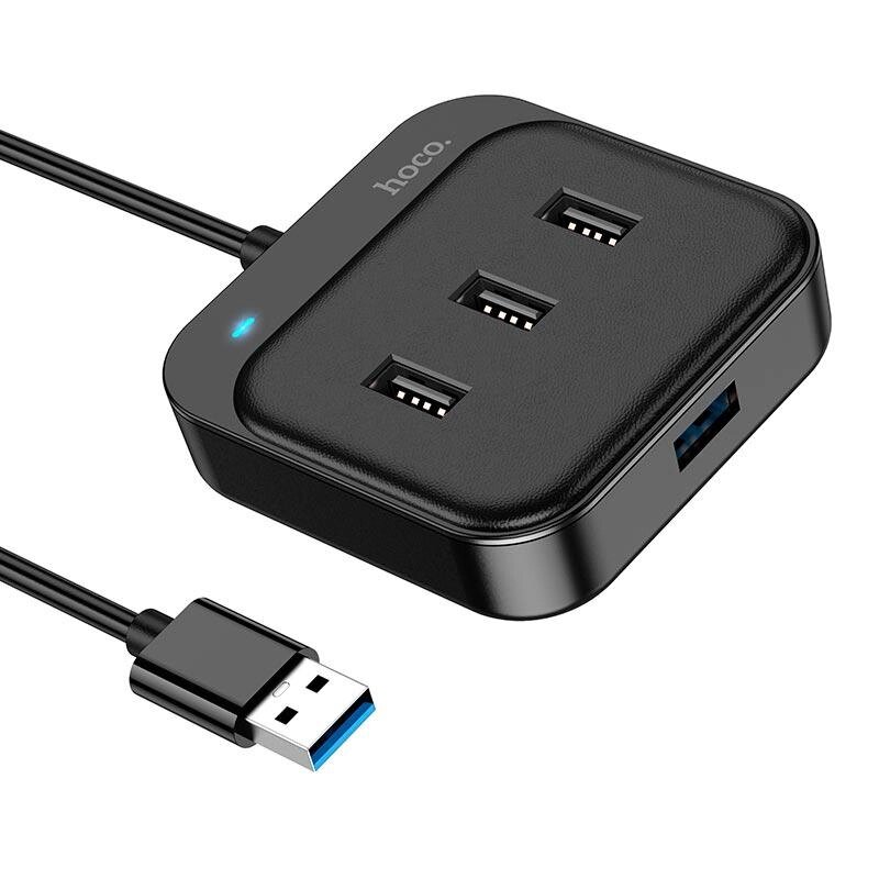 Розгалужувач юсб адаптер HOCO HB31 Easy 4-in-1 converter USB to USB3.0+USB2.0*3 0.2м від компанії da1 - фото 1