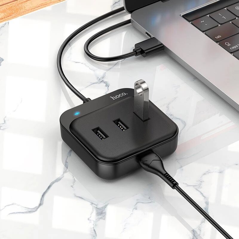 Розгалужувач юсб адаптер HOCO HB31 Easy 4-in-1 converter USB to USB3.0+USB2.0*3 120 см від компанії da1 - фото 1