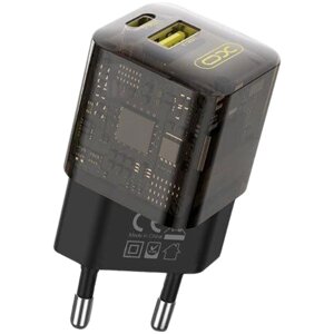 Мережевий зарядний пристрій XO CE05 1 USB + 1 Type-C PD 30 W + QC 3.0 18 W Brown