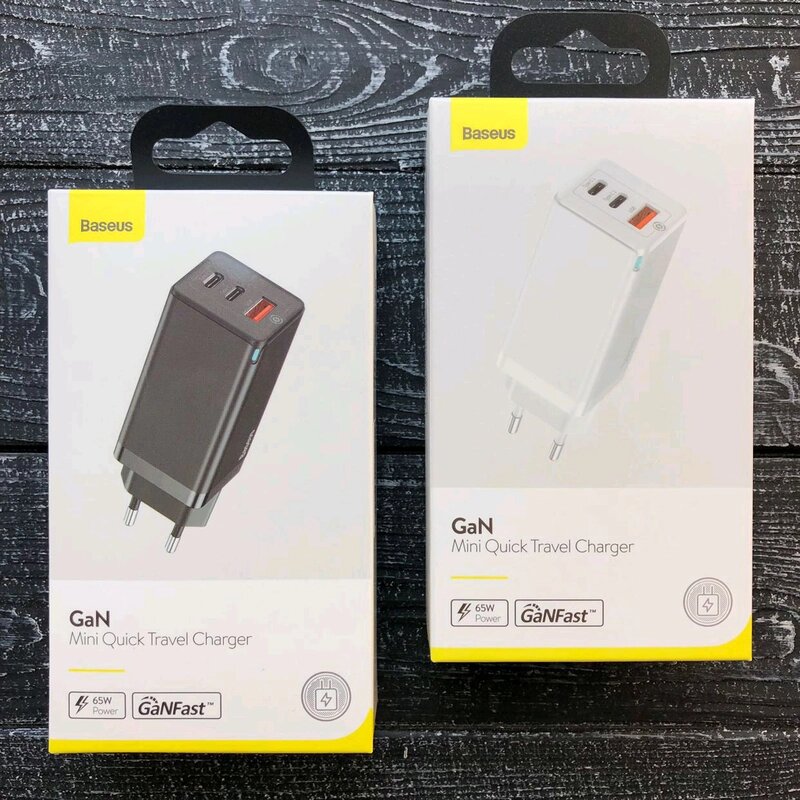 Швидкий заряд Xiaomi Baseus GaN 65w 2*Type-C + Usb від компанії da1 - фото 1