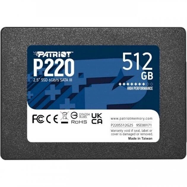 SSD накопичувач 512 GB 2.5" SATA3 PATRIOT P220 від компанії da1 - фото 1