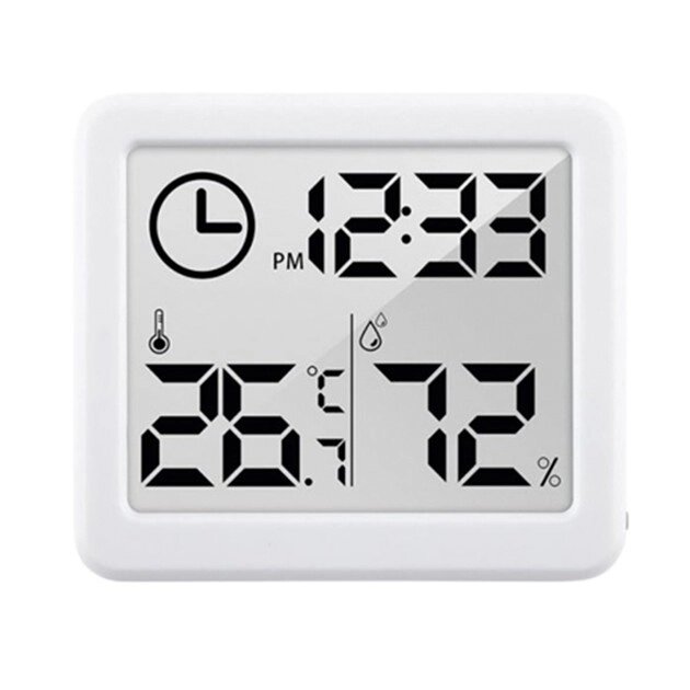 Термометр-гігрометр-годинник з дисплеєм 3.2" Electronic Hygrometer PD-WDJ-01 81*71*10 мм білий від компанії da1 - фото 1