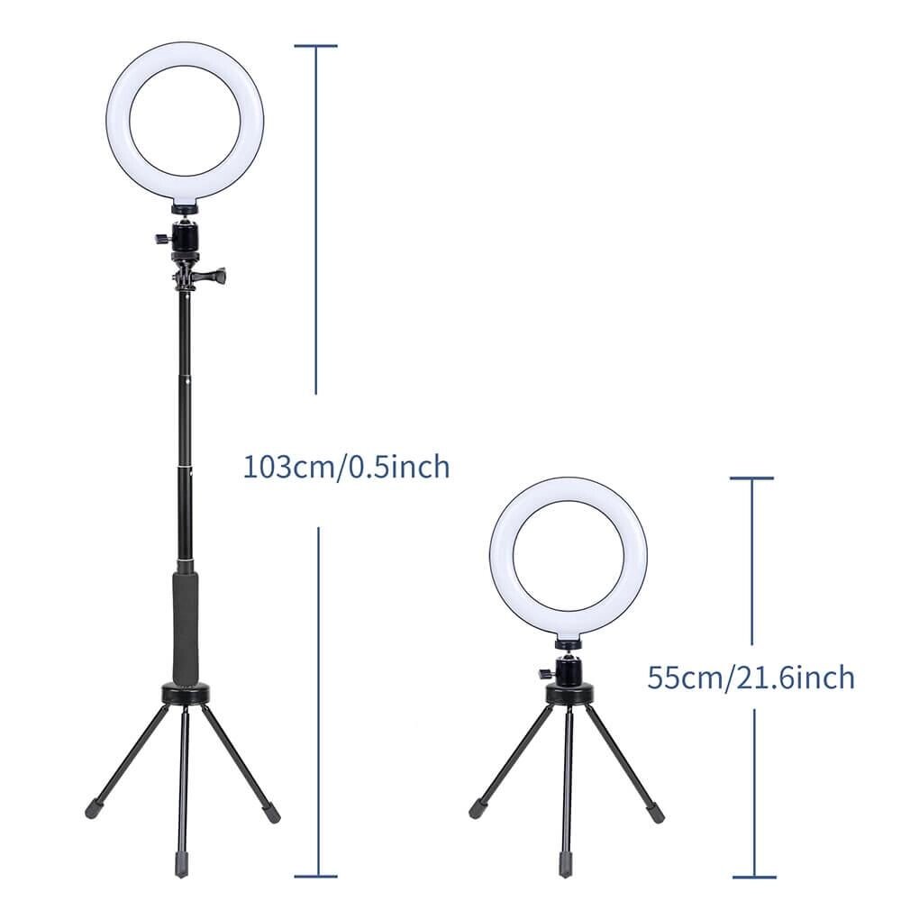 Тримач з кільцевим освітленням Bluetooth 6" MY100 (Kit3)  12 cm Stand, 83cm Selfie Stick, USB Power від компанії da1 - фото 1