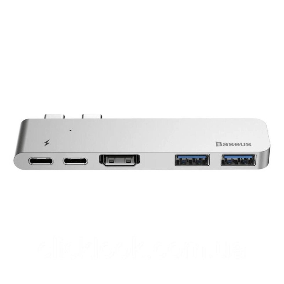 Type-C хаб Baseus Thunderbolt C+ Dual to USB3.0/HD4K/Type-C Female HUB Converter CAHUB-B0G від компанії da1 - фото 1