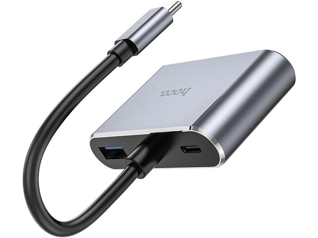 USB-C Хаб адаптер розгалужувач Hoco HB30 to HDMI VGA USB PD від компанії da1 - фото 1