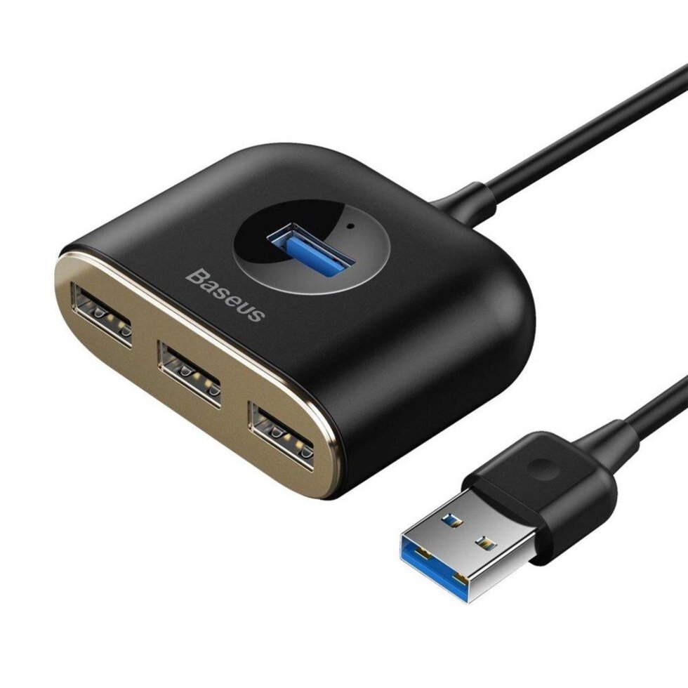 USB хаб Baseus Square round 4 in 1 USB3.0 на USB 3.0*1 + USB2.0*3) 1m CAHUB-AY01 від компанії da1 - фото 1