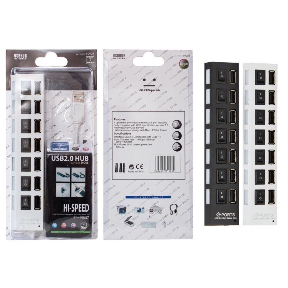 USB Hub 7 ports 7 switch спідниця з вимикачем на кожен порт від компанії da1 - фото 1