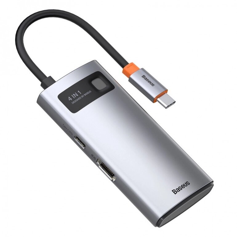 USB Hub Baseus Metal Gleam Series 4-in-1 Multifunctional Type-C Сірий (CAHUB-CY0G) від компанії da1 - фото 1