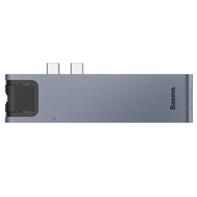 USB Hub Baseus Thunderbolt C Pro Seven-in-one Dual Type-C to USB3.0*2 + HDMI + RJ45 Ethernet + Type-C PD + microSD + SD  від компанії da1 - фото 1