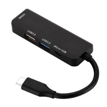 USB HUB Type-C hi-speed 2*USB + 4K HDMI + Microusb хаб чорний від компанії da1 - фото 1