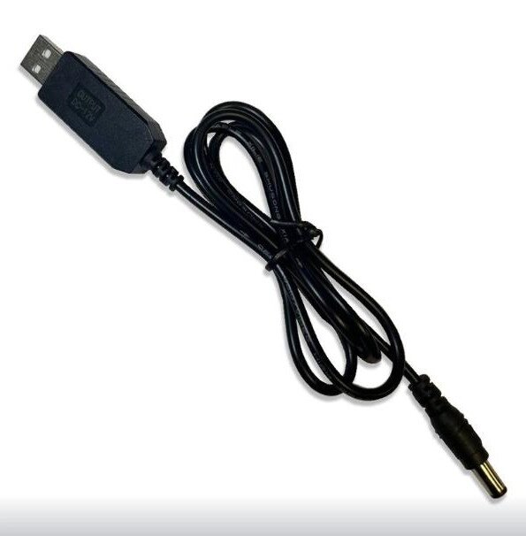 USB-кабель для роутера з перетворювачем напруги 5V — 12 V USB — DC 5.5*2.1 0.5 A 1m чорний від компанії da1 - фото 1