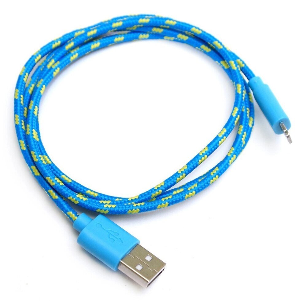 USB-кабель iPhone 5-6 Lightning у тканинному обплетенні від компанії da1 - фото 1