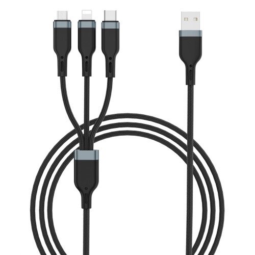 USB кабель WiWU Platinum PT05 3in1 cable (Lightning, Micro, Type-C) 1,2 Black від компанії da1 - фото 1