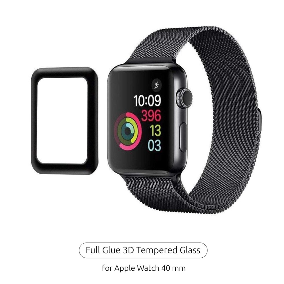 Захисне скло Armor Apple Watch Full Glue Tempered Glass 40 mm Black від компанії da1 - фото 1