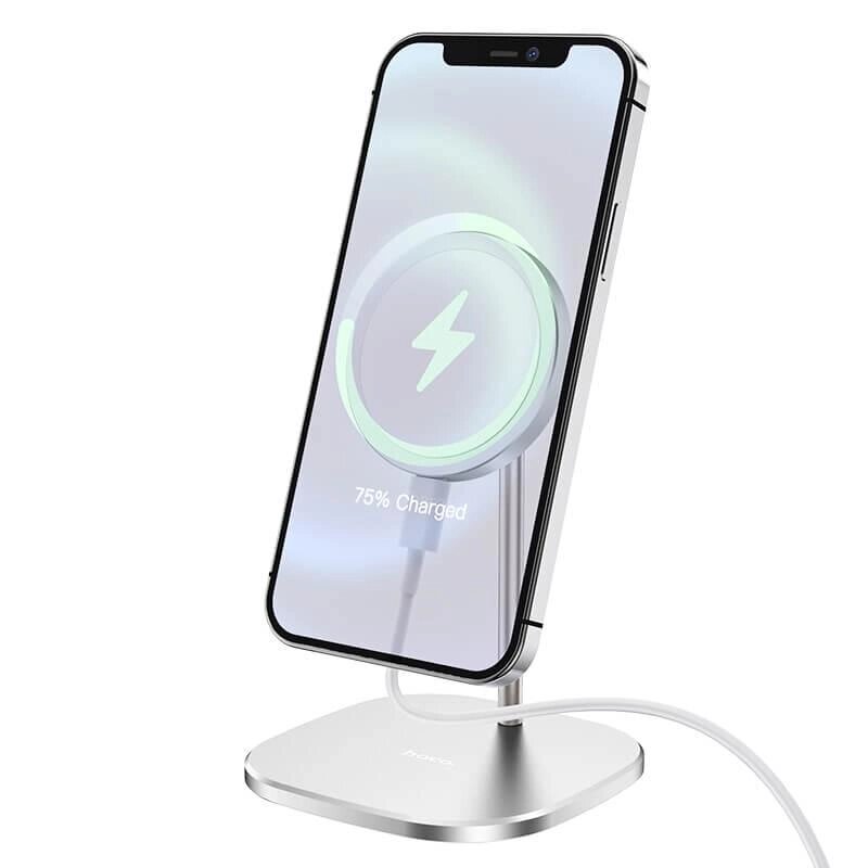 Зарядка Qi HOCO Happiness magnetic desktop wireless charger CW32 15W белая від компанії da1 - фото 1