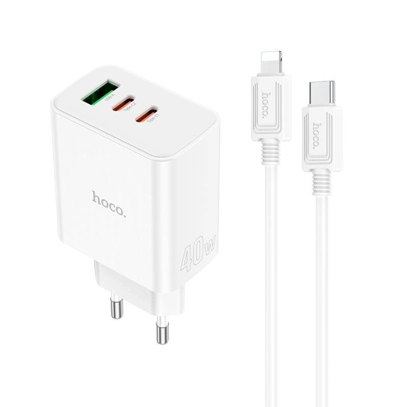 Зарядний комплект HOCO C126a Pure power three-port 40 W з кабелем USB-C — USB-C від компанії da1 - фото 1