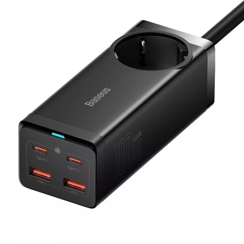 Зарядний пристрій Baseus GaN3 Pro Desktop Powerstrip AC+2U+2C 100 W PSZM000401 чорний від компанії da1 - фото 1