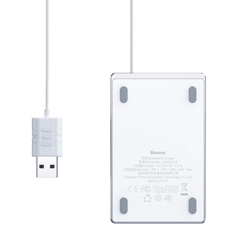 Зарядний пристрій бездротовий Baseus Wireless Charger Card Ultra Thin 15 W сірий (WX01B-S2) від компанії da1 - фото 1