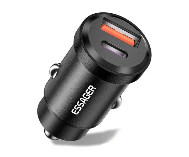 Зарядний пристрій Essager ES-CC07 30 W блок на 2 виходи USB + Type-C чорний від компанії da1 - фото 1