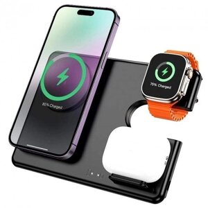 Зарядне із тримачем HOCO CQ1 Geek folding 3-in-1 magnetic wireless fast charger