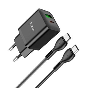 Зарядний пристрій — набір HOCO N28 Founder charger set з кабелем USB-C — USB-C чорний