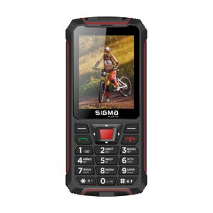Захищений кнопковий телефон Sigma mobile X-treme PR68 чорно червоний