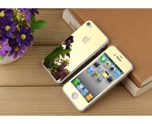 Захисне скло для iPhone 4/4S переднє та заднє золотисте