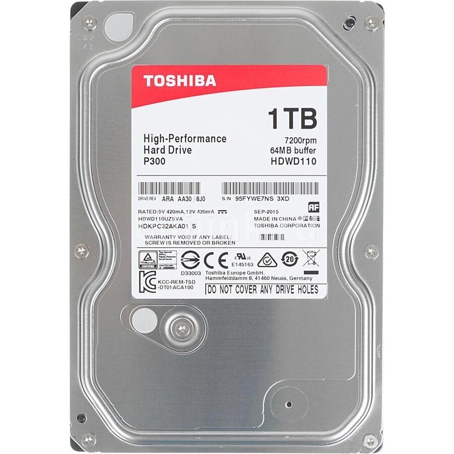 Жесткий диск SATA 1.0 TB Toshiba P300 7200rpm 64MB (HDWD110UZSVA) від компанії da1 - фото 1