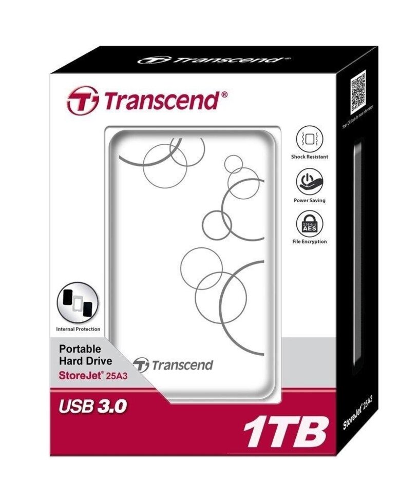 Жорсткий диск зовнішній Transcend USB 3.0 1TB TS1TSJ25A3W від компанії da1 - фото 1