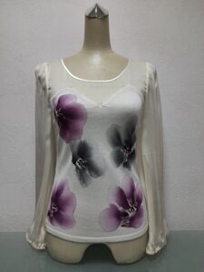 Блуза-кофточка жіноча біла шовкова з трикотажними вставками