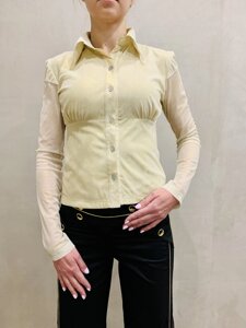 Блуза сорочка тонка жіноча золотиста ділова з довгим рукавом Balizza