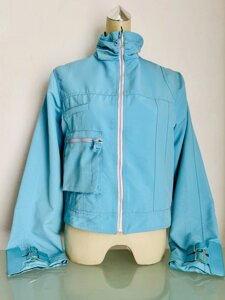Куртка ветровка бомбер женская голубая короткая молодежная на молнии