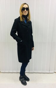 Пальто жіноче демісезонне чорне подовжене класичне