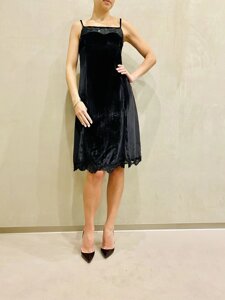 Плаття нічне жіноче чорне Perspective оксамитове на бретелях ошатне яскраве вечірнє модне